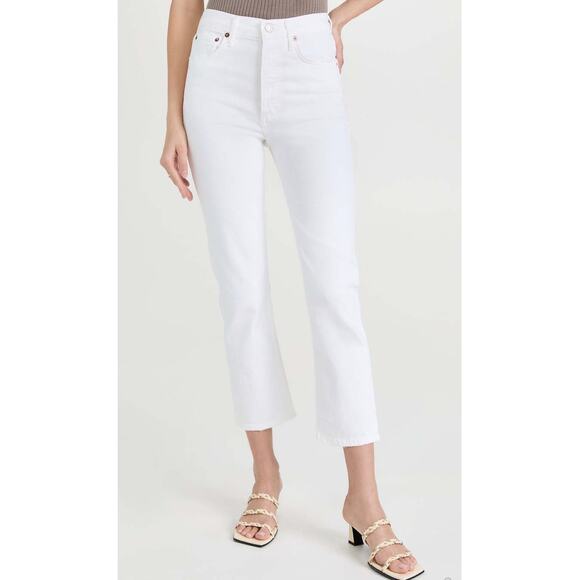 AGOLDE NWT Riley Crop Ankle Denim Jean in White Whip // 24 - Picture 12 of 13
